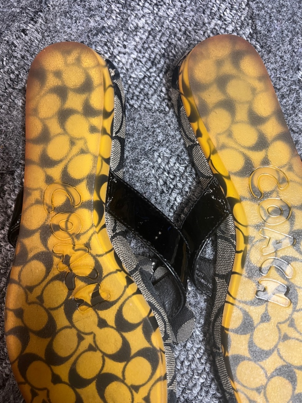 Coach Black and Tan Signature Floral Thong Sandals - Picture 3 of 3